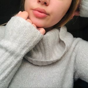 Chunky Silver Sparkle Sweater with Cowl Neck